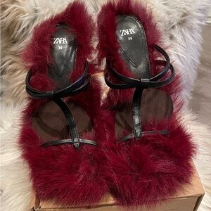 Zara Fur Heeled Sandal